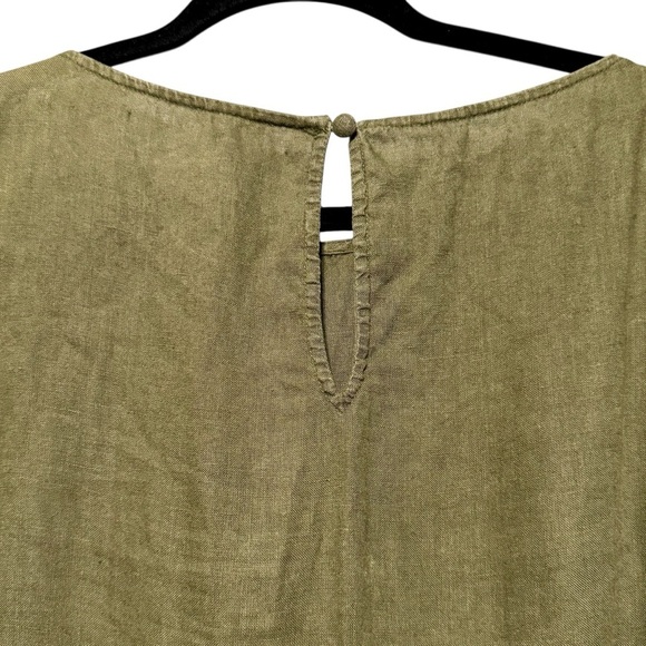 Chico’s 100% Linen Short Cuffed Sleeve Boxy Boho Lagenlook Keyhole Back Blouse - Picture 9 of 13